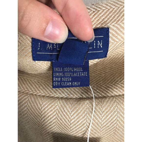 New J. McLaughlin Women's 8 Tan Herringbone Wool Sail Skirt Office Timeless - Picture 8 of 10